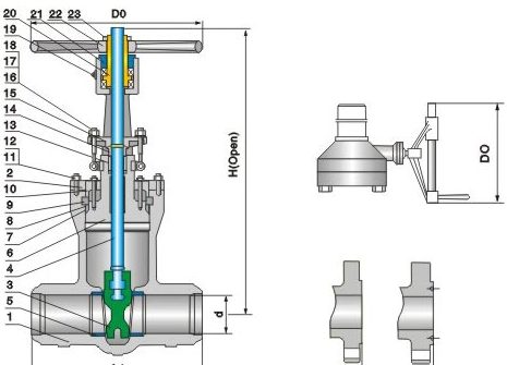 1500LB-2500LB를 위한 압력 물개 주철강 게이트 밸브 그림